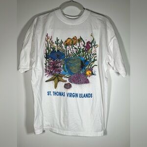 America's Best vintage Y2K St. Thomas VI fish graphic colorful tshirt sz XL